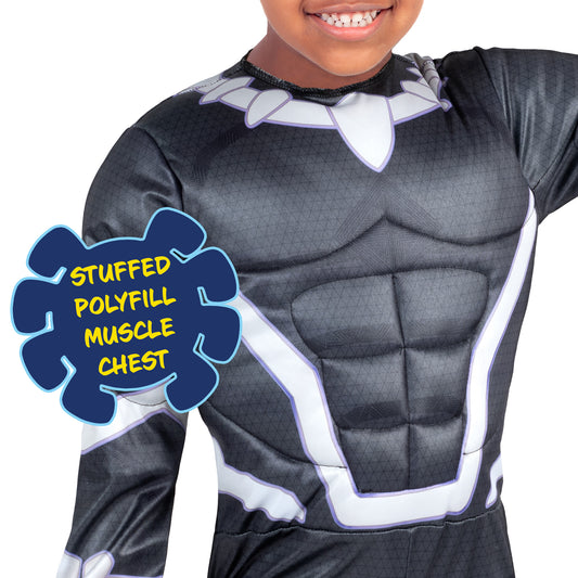 Black Panther Toddler Muscle Chest Polyfill Boys Costume by Jazzware Costumes only at  TeeJayTraders.com - Image 2