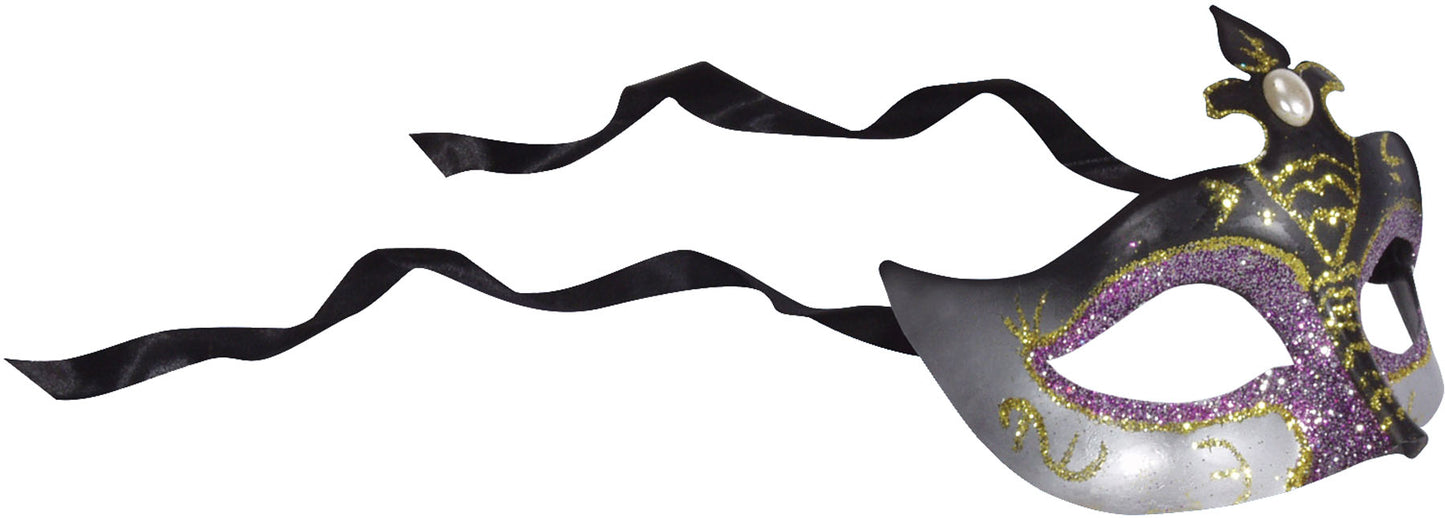 Purple Masquerade Half Mask With Jewel Accent by Loftus Costumes only at TeeJayTraders.com