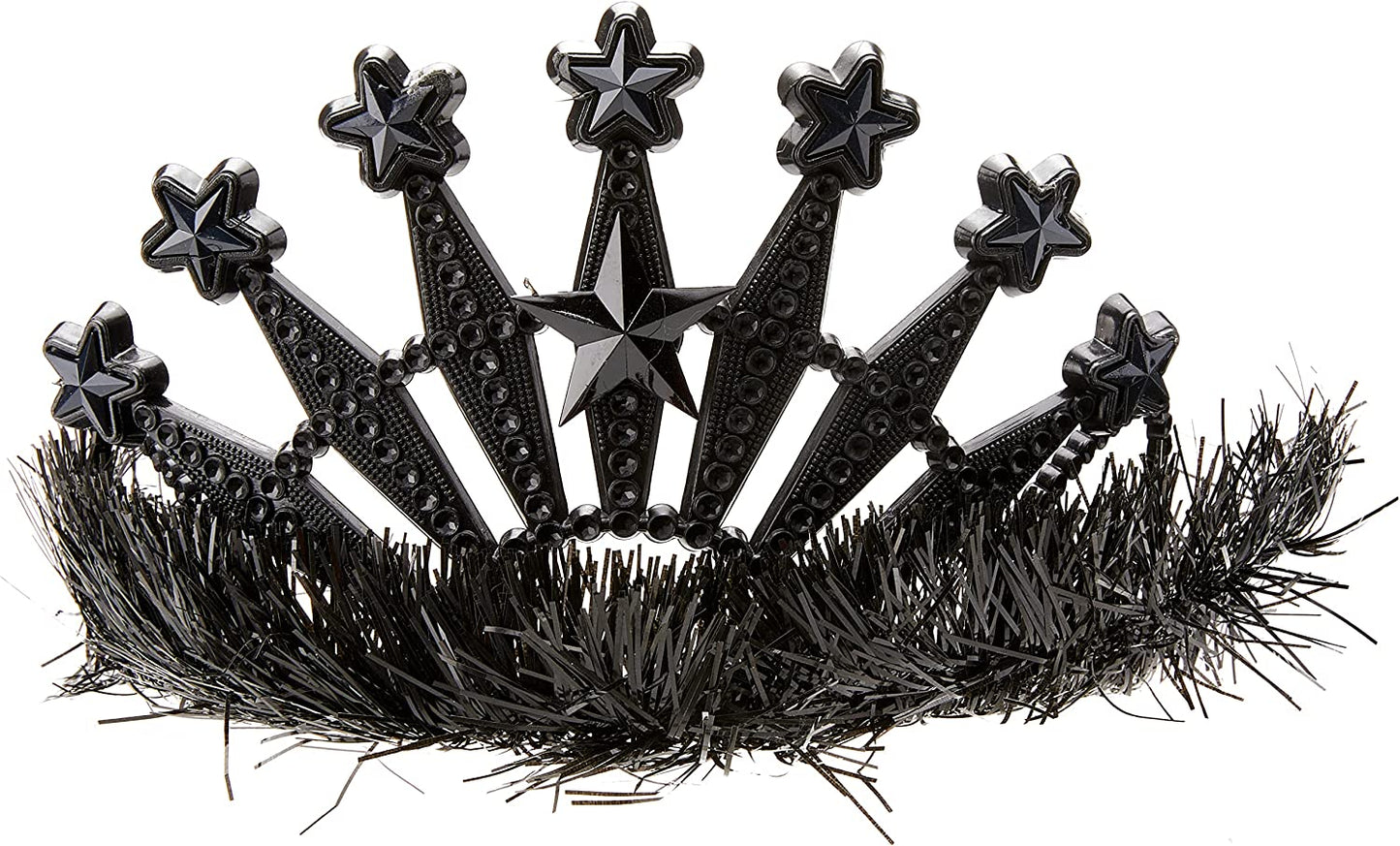 Stars Gem and Tinsel Fringed Crown Tiara Black by Amscan only at TeeJayTraders.com