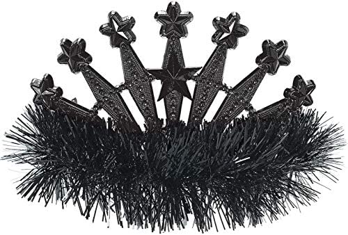 Stars Gem and Tinsel Fringed Crown Tiara Black by Amscan only at TeeJayTraders.com - Image 2
