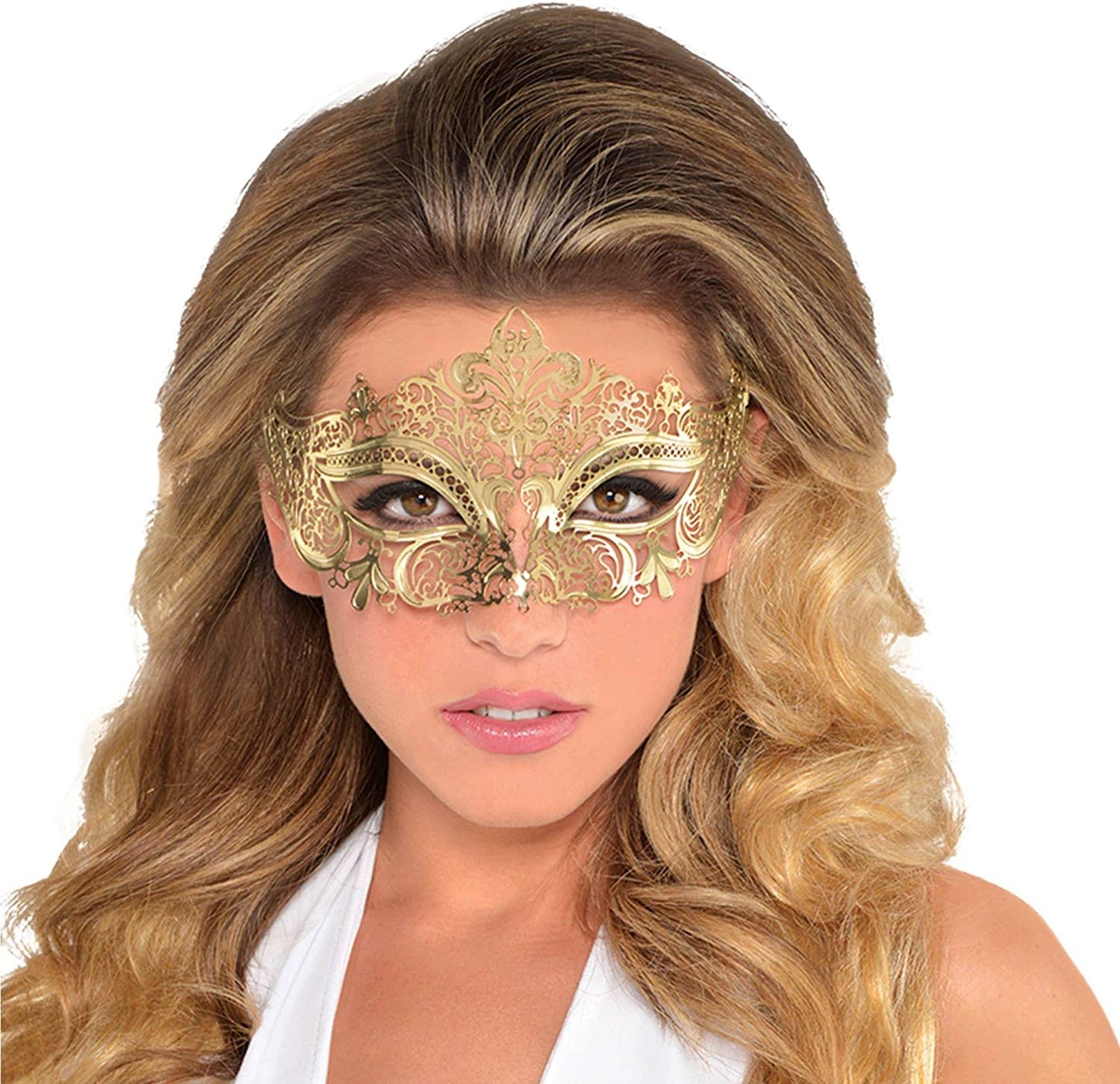 Gold Filigree Masquerade Mask by Amscan only at TeeJayTraders.com