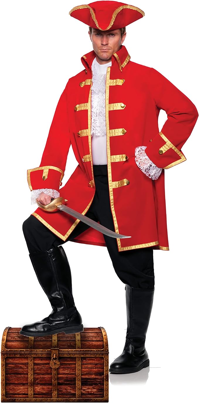 Red Pirate Captain Men Costume by Underwraps Costumes only at TeeJayTraders.com