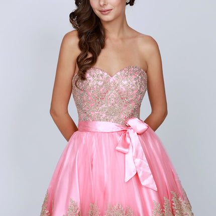 Juliet 759 Short Sweetheart Neckline Strapless Dress with Bow