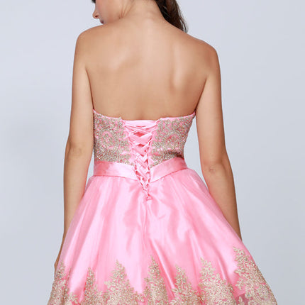 Juliet 759 Short Sweetheart Neckline Strapless Dress with Bow