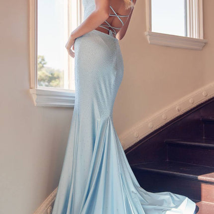 Juliet 276 Stone Accented Long Mermaid Gown
