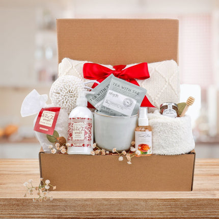 Alder Creek Thinking of You Gift Box with Blanket, Tea, Mug & Spa Essentials