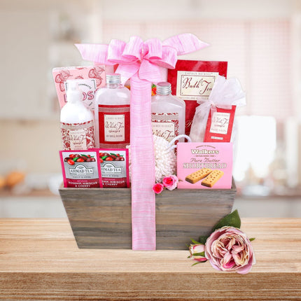 Tea & Tranquility Spa Gift Basket – White Tea & Ginger Self Care Gift Set with Cookies & Tea