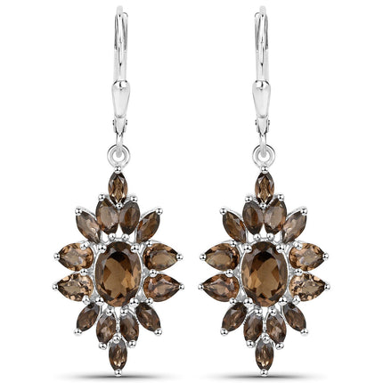16.36 Carat Genuine Smoky Quartz .925 Sterling Silver 3 Piece Jewelry Set (Ring, Earrings, and Pendant w/ Chain)