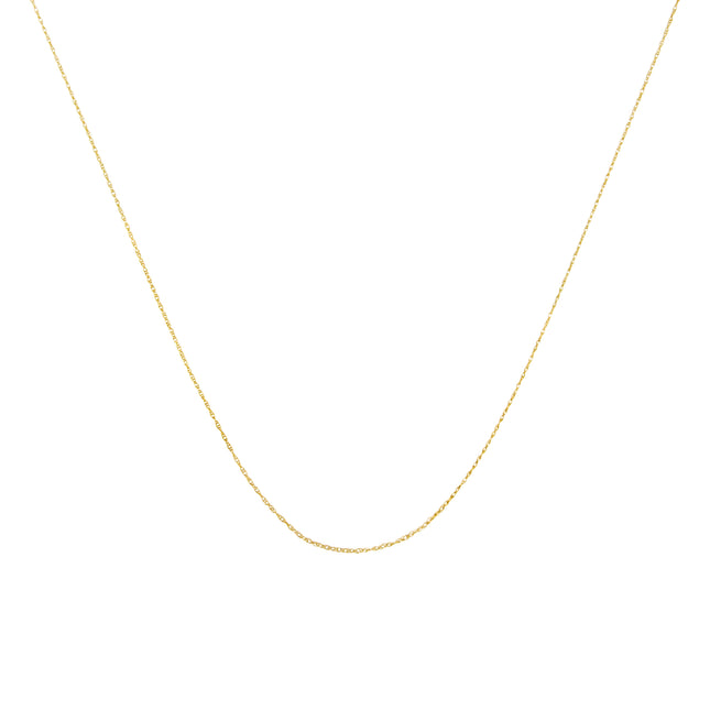 Solid 10K Yellow Gold 0.5mm Slim and Dainty Unisex 18" Rope Chain Necklace