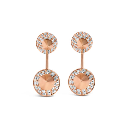 14K Rose Gold 1.00 Cttw Diamond Double Cone Jacket Stud Earring (G-H Color, SI1-SI2 Clarity)