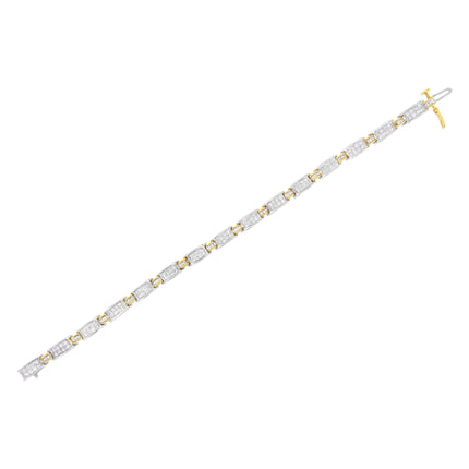 14K Two-Tone Gold Princess and Baguette-Cut Diamond Link Bracelet (3.00 cttw, H-I Color, SI1-SI2 Clarity)