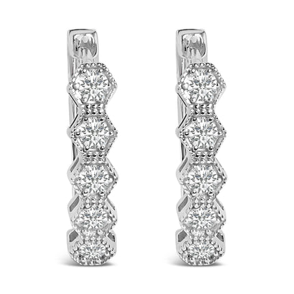 14K Gold 1/2 Cttw Diamond Earring Zig-Zagging Geometric Hoop Earrings (G-H Color, SI1-SI2)