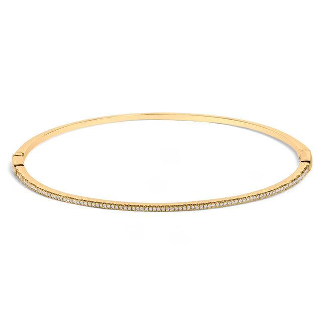 14K Yellow Gold 1/3 Cttw Diamond Half Eternity Bangle Bracelet (I-J Color, I2-I3 Clarity) - 7.75" Inches