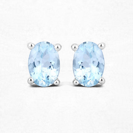 0.72 Carat Genuine Aquamarine .925 Sterling Silver Earrings