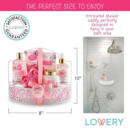 Spa Gift Basket - Wild Rose & Raspberry Leaf In Bath Caddy