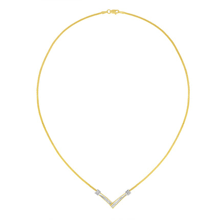 14K Yellow and White Gold 1/4 Cttw Princess Cut Diamond Channel-Set â€œVâ€ Shape 18" Pendant Necklace (H-I Color, SI2-I1 Clarity)
