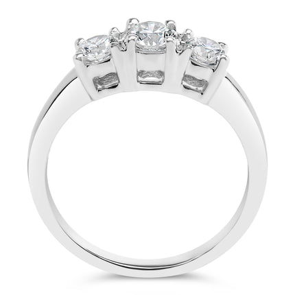 14K White Gold  3/4 Cttw Lab Grown Diamond 3 Stone Ring Band (F-G Color, VS2-SI1 Clarity)- Size 7