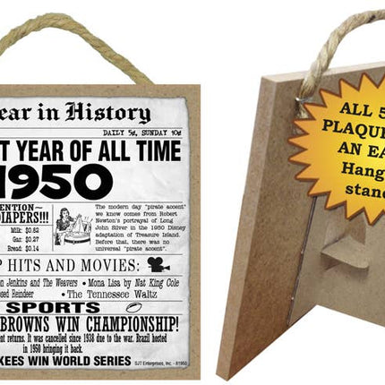 1950 A Year in History Plaques 5" x 5" wood plaque/sign