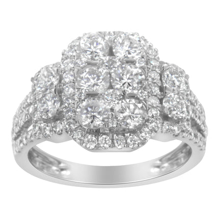 14K White Gold 2 1/4 Cttw Diamond Cocktail Cluster Ring (G-H Color, SI2-I1 Clarity) - Size 7