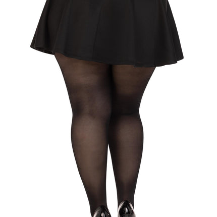 Plus Size Opaque Sheer To Waist Tights With Cotton Crotch - Black - PLUS SIZE