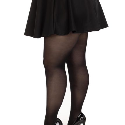 Plus Size Opaque Sheer To Waist Tights With Cotton Crotch - Black - PLUS SIZE