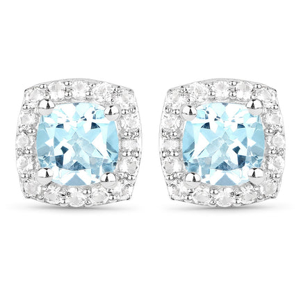4.62 Carat Genuine Blue Topaz and White Topaz .925 Sterling Silver 3 Piece Jewelry Set (Ring, Earrings, and Pendant w/ Chain)