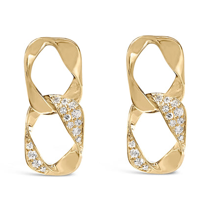 14K Yellow Gold Plated .925 Sterling Silver Open Link 1/5 Cttw Diamond Drop Earrings (H-I Color, I1-I2 Clarity)