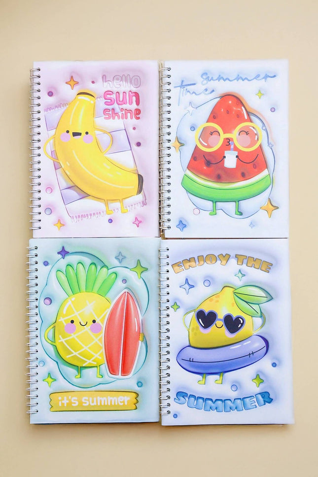 Sunbathing Fruits A5 50-Page Spiral Notebook - 12 pcs