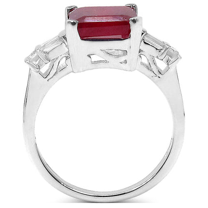 4.30 ct. t.w. Glass Filled Ruby and White Topaz Ring in Sterling Silver
