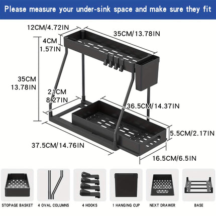 2-Piece Under Sink Organizer with Sliding Shelves – Multi-Purpose Storage Rack