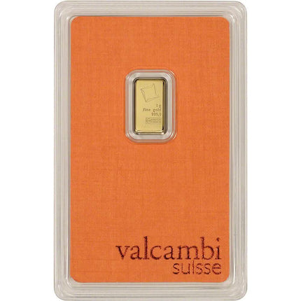 1 Gram Gold Bar - Valcambi Suisse - 999.9 Fine in Sealed Assay