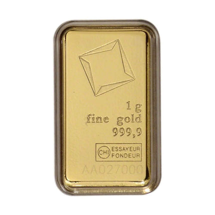 1 Gram Gold Bar - Valcambi Suisse - 999.9 Fine in Sealed Assay