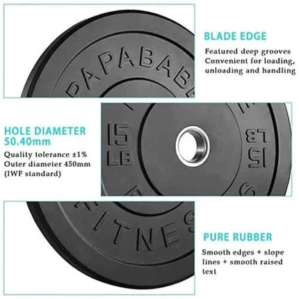 1-Pair: Bumper Plates 2-Inch Bumpers Olympic Weight Plate