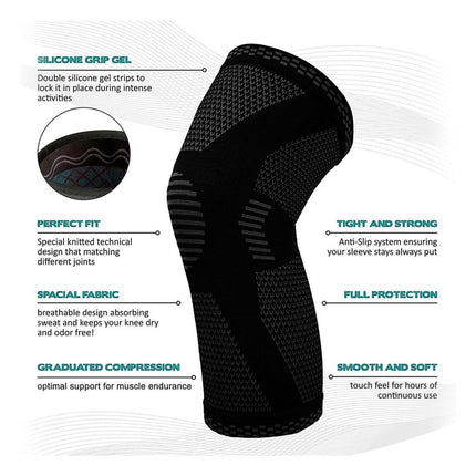 1-Pair: Support And Recover Knee Compression Sleeve Brace With Gel Grip