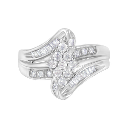 10K White Gold 1/2 cttw Diamond Cluster Ring (H-I Clarity, I2-I3 Color) - Size 6