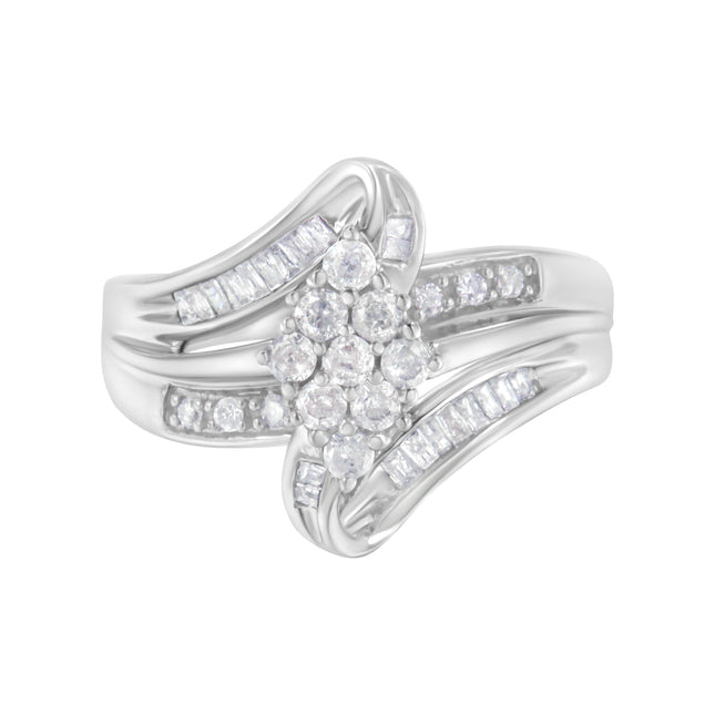 10K White Gold 1/2 cttw Diamond Cluster Ring (H-I Clarity, I2-I3 Color) - Size 6