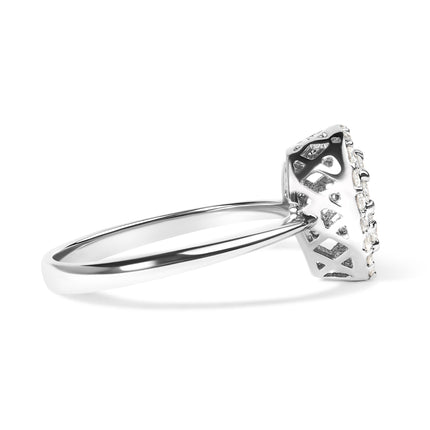 10K White Gold 3/8 Cttw Round-Cut Lab Grown Diamond Cluster Pear Promise Ring (G-H Color, VS2-SI1 Clarity) - Size 7