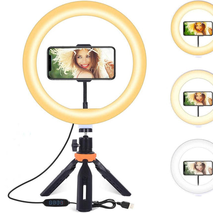 10" LED Ring Light, Selfie Ring Light with Stand and Phone Holder, 11 Brightness Levels (Refurbished)