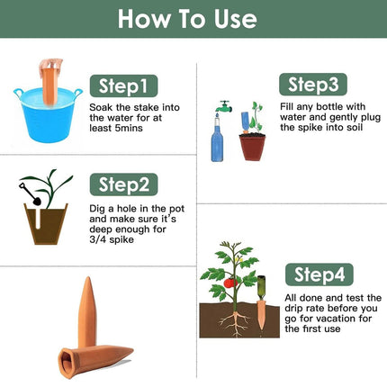 10-Pack: Spikes Teracotta Plant Watering Device