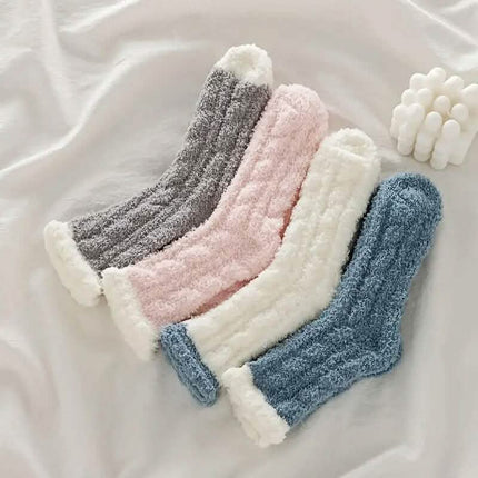 10-Pairs: Coral Fleece Crew Socks