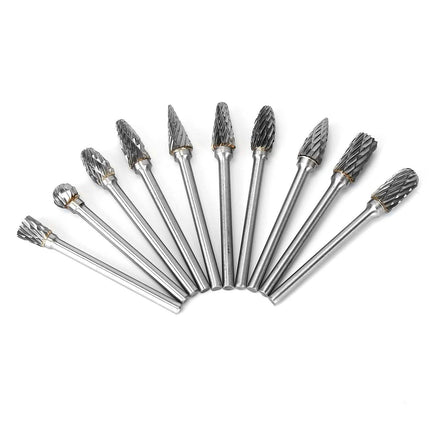 10-Piece: Double Cut Carbide Rotary Die Grinder Bit Set