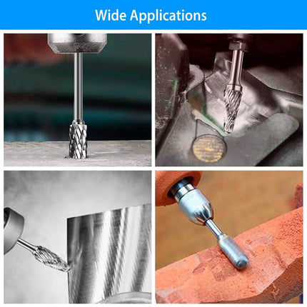 10-Piece: Double Cut Carbide Rotary Die Grinder Bit Set