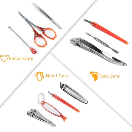 10-Piece: Pedicure, Manicure and Grooming Kit with Leather Case