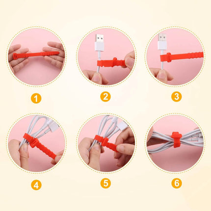 10-Pieces: 4.5 Inch Reusable Wire Ties Cord Organizer Straps Elastic Silicone Cord Organizer