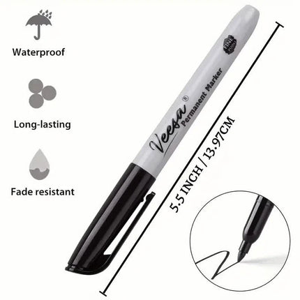 10-Pieces: Black Permanent Markers Fine Tip