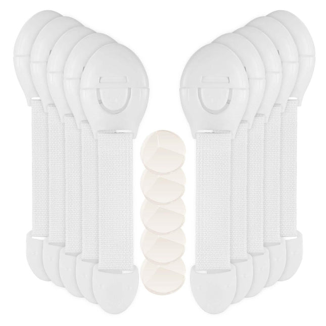 10-Pieces: Kids Safety Locks with 5 Furniture Corner Protectors
