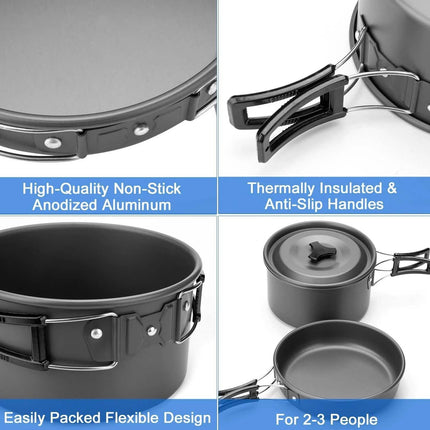 10-Pieces: ODOLAND Camping Cookware Mess Kit
