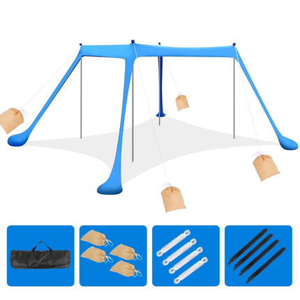 10 x 10 ft Sun Shelter Family Beach Tent Outdoor Shade UPF50+ with Sandbag