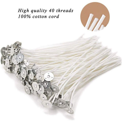 100-Piece: EricX Light Cotton Candle Wick 6" Pre-Waxed for Candle Making