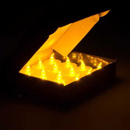 100-Pieces: Amber Yellow LED Tealight Flameless Flickering Candles